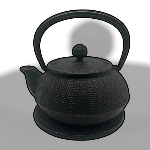 Cast Iron VTG Teapot with Handle & Hobnail Design Japanese Nambu Tekki Tetsubin - Picture 4 of 16